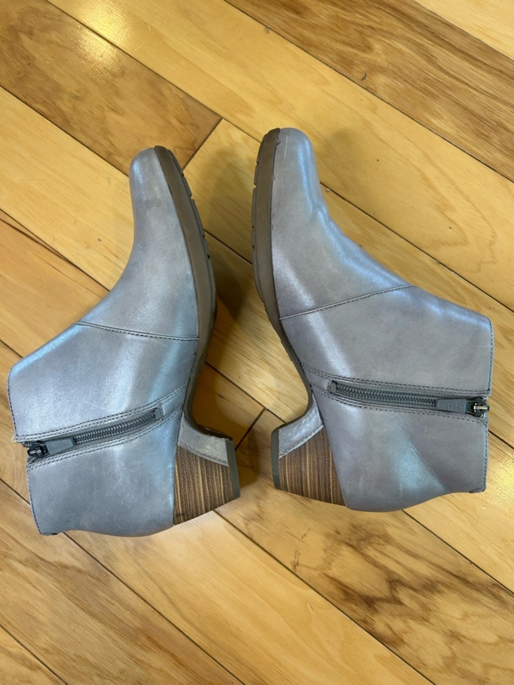 Dansko Darbie Women's Taupe Leather Ankle Booties with Buckle - Picture 5 of 11